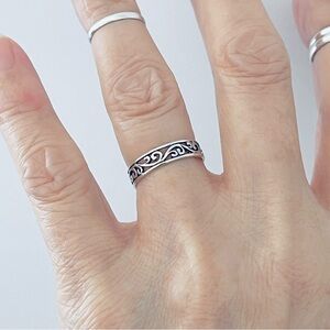 Sterling Silver Eternity Filigree Band Ring, Swirl Ring, Silver Rings, Bands